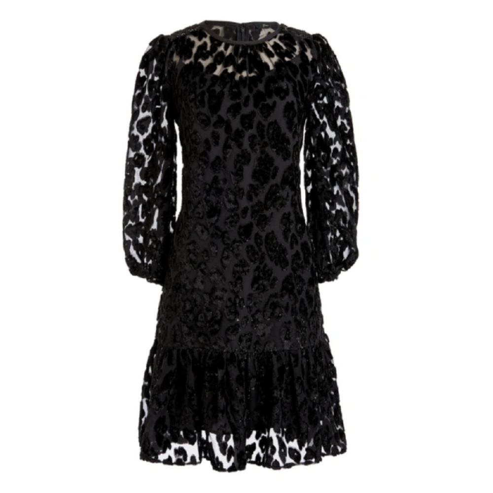 J. Crew Flutter Hem Burnout Velvet Leopard Dress